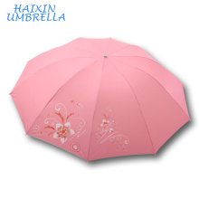 Moda Rosa Compacta Chuva de Sol Guarda-chuva Atacado Personalizado Promocional Publicidade Sol Praia Umberella Dobrável com LOGOTIPO Da Cópia